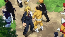 Zombie patting All Might on the shoulder