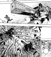 Denki powers up Momo's Electromagnetic Railgun to fire at All For One.