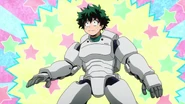 Izuku in Mei's powered suit
