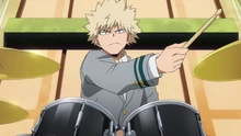 Katsuki playing the drums