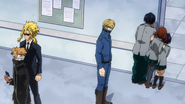 Hawks and Best Jeanist accompany All Might to a private place to talk.