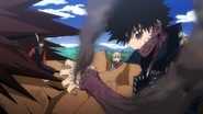 Dabi recovers after using his flames.