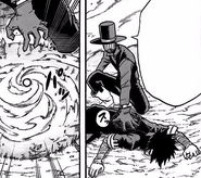 Mr. Compress uses his Quirk on the unconscious Dabi to save him.