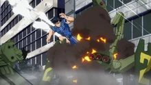 Tenya destroys the Villain Bots with ease.
