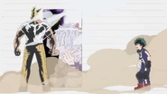 Izuku rushes in to save All Might from Shigaraki in Season 8's "I" ending.