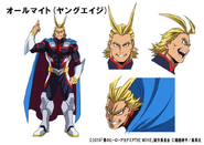 All Might's colored character design for the anime.