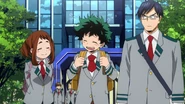 Izuku with Tenya and Ochaco.