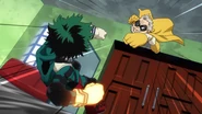 Izuku tries to use One For All in training.