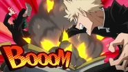 Bakugou explodindo uma pessoa.