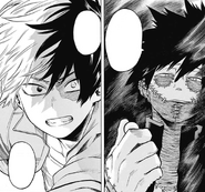 Dabi taunts Shoto for failing to save Katsuki within his grasp.