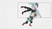 Izuku flips Katsuki in the Battle Trial in Season 8's "I" ending.