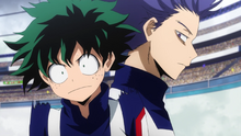 Hitoshi sneaks up on Izuku