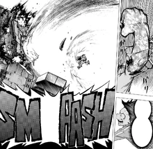 Izuku utilise One For All pour la première fois.