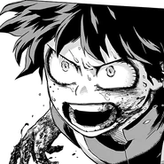 Izuku gives the battle his all.