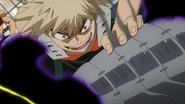 Katsuki threaten to blow up Kurogiri if he dares make any suspicious movement.