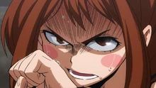 Ochaco's unwavering fighting spirit as she faces Katsuki Bakugo.