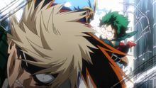 Izuku punches Katsuki