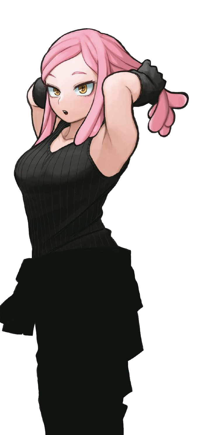 My hero academia character with long white and pink hair, feminine boy,  energy powers, from the tv show