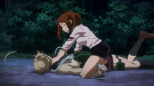 Himiko drains Ochaco's blood