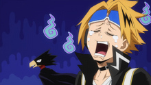 Fumikage trying to cheer up a depressed Denki