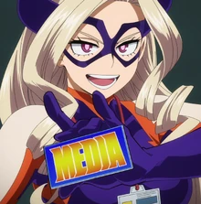 Mt. Lady guest teaches media training for Class 1-A.