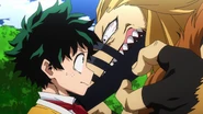 Izuku is scolded for his recklessness.