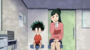 Izuku in shock upon learning that he has no Quirk, unlike his mother.