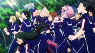 Denki running with Class 1-A in Season 3's "Odd Future" opening.