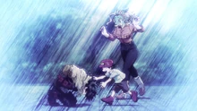 The woman and Kota run to comfort Izuku.