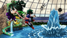 Izuku, Tsuyu and Minoru defeat Villains