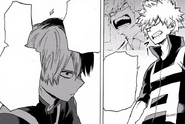 Katsuki warns Shoto to use his fire.