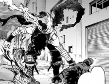 Stain saves Izuku from the Nomu.