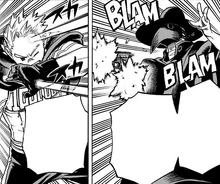 Shin tries to strike through to Mirio's heart.