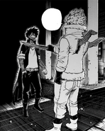 Hawks threatens Dabi with one feather blade.