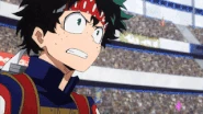Team Midoriya uses Mei's jetpack to escape.