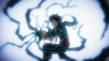 Blackwhip explodes out of Izuku Midoriya (Anime)