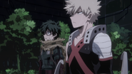 Izuku and Katsuki listening to Ochaco's speech.