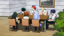 Izuku and Mirio explain the situation to their classmates