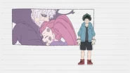 The aftermath of Izuku's fight with Gentle and La Brava in in Season 8's "I" ending.