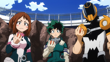 Izuku, Hanta and Ochaco pass the first phase