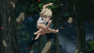 Katsuki destroys dirt monster.