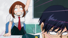 Ochaco yells past Tenya