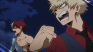 Katsuki and Shoto encourage All Might and Izuku
