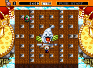 Hoop Ghost peeking through the hole while Bakucha appears, beginning the unused second fight.