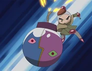 Using his Sketch Bomb.