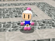 White Bomberman having a victory when the stage is cleared in Bomberman 64