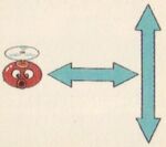 Puropen's movement pattern, as depicted in the Super Bomberman Guidebook