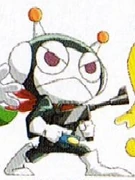 A Hige Hige Bandit with a gun from Bomberman Story