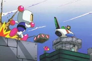 Black Bomberman ready to take off (Bomberman Hero)