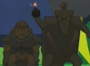 Wanigeta Bomber and Mujoe are charred by the Fireworks Bomb